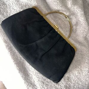 Vintage Elegant Black Clutch with Gold Accents